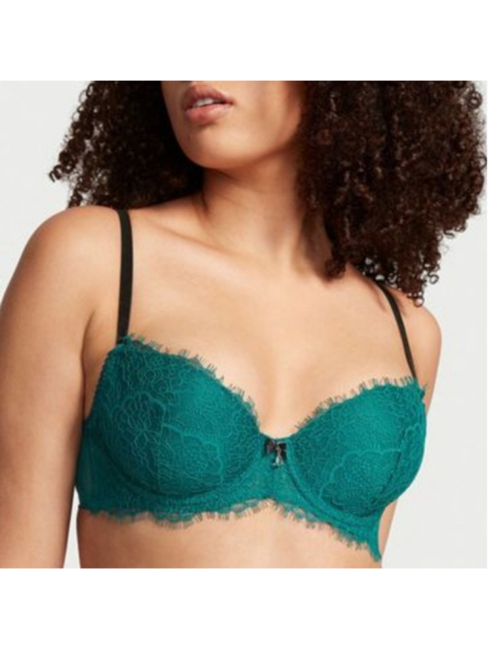 Women's Victoria's Secret 36DD Teal Lace Bra with velvet straps NWT